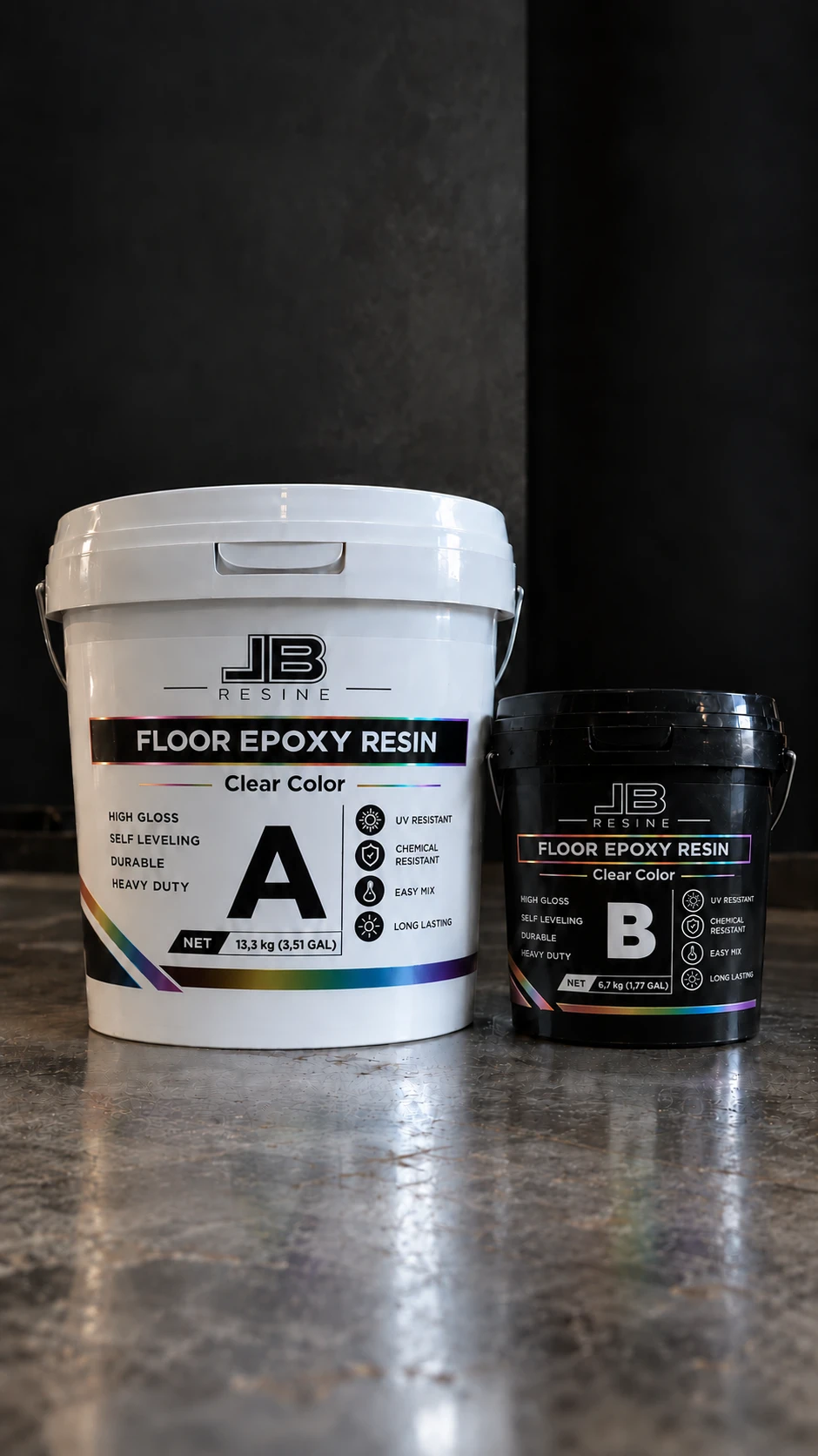 Kit Résine Époxy Flow LB Résine : seau A 13,3 kg et seau B 6,7 kg, Floor Epoxy Resin Clear Color